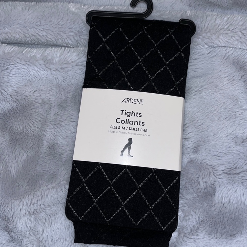 NWT diamond patterned black tights